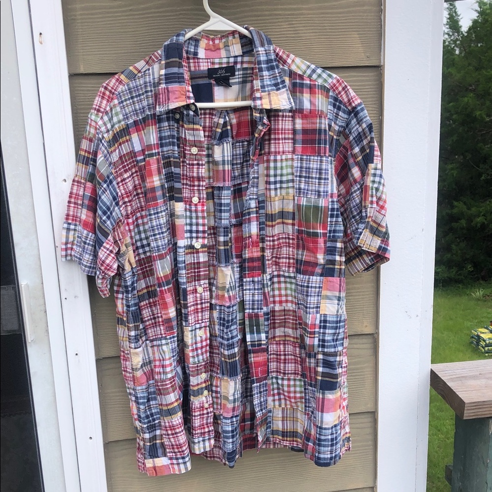 Madras patchwork plaid shirt
